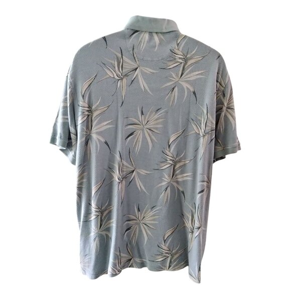 Caribbean Mens XL Palm Print Polo Shirt Bamboo Green - Picture 5 of 7